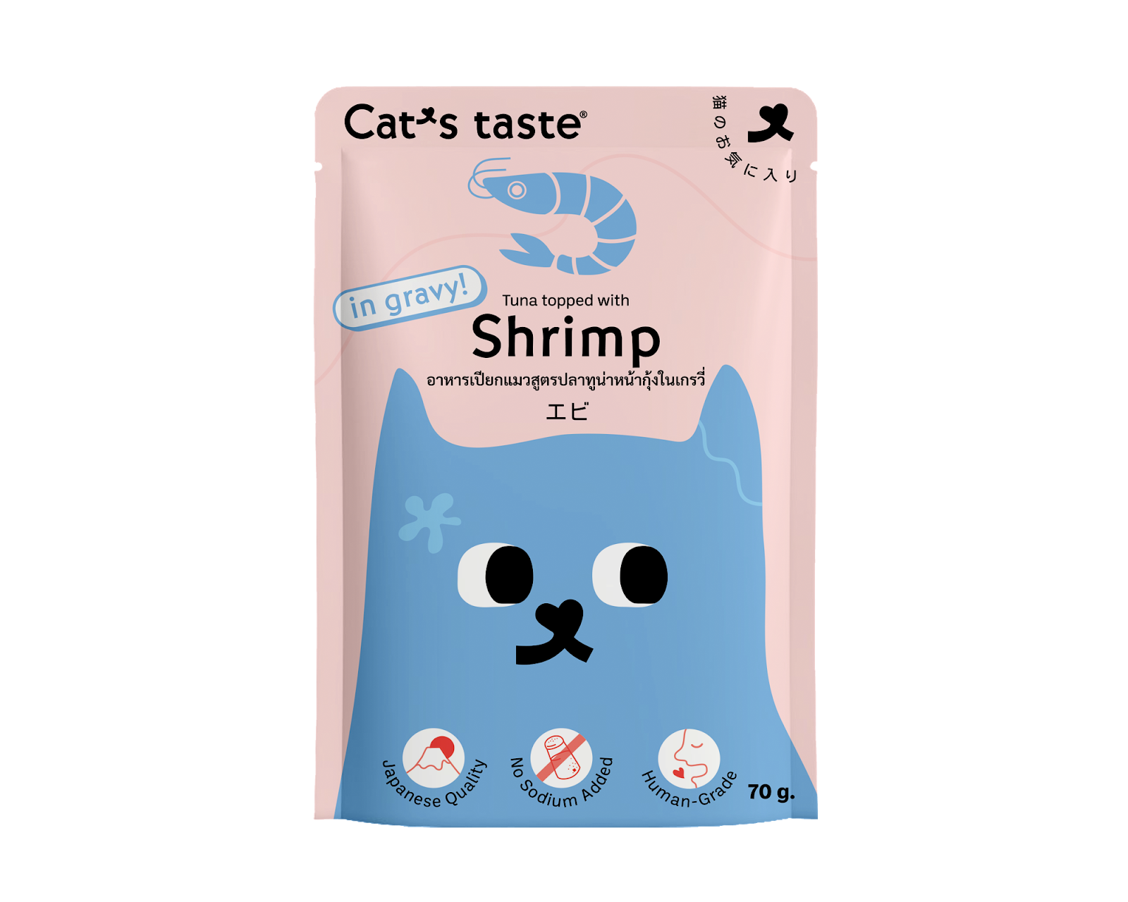 Cat's Taste Tuna Topped With Shrimp In Gravy (Pouch) 70g