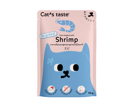 Cat's Taste Tuna Topped With Shrimp In Gravy (Pouch) 70g