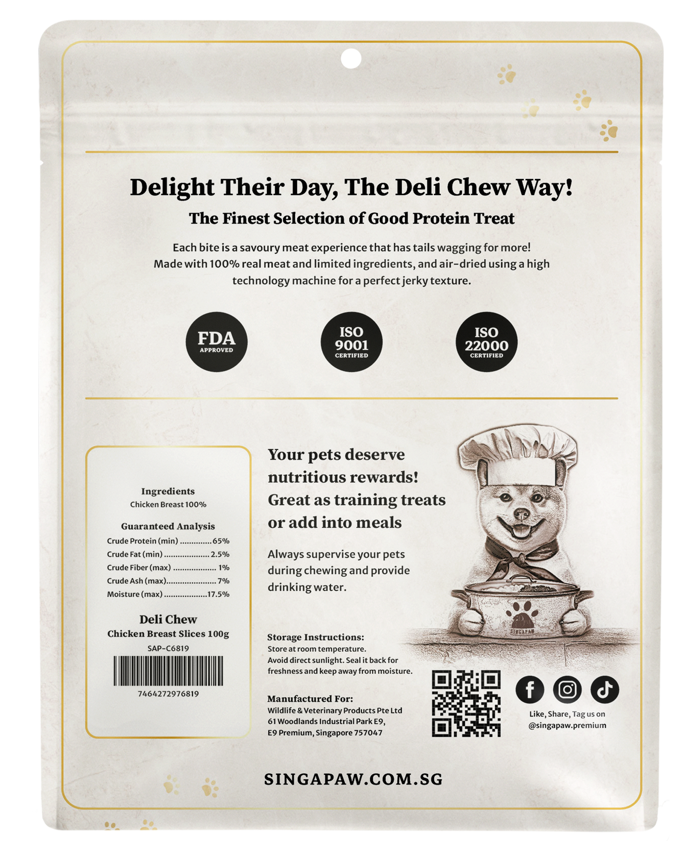 SingAPaw Deli Chew Chicken Breast Slices