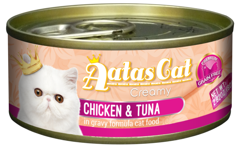 Aatas Cat Creamy Chicken & Tuna In Gravy Canned Cat Food 80g