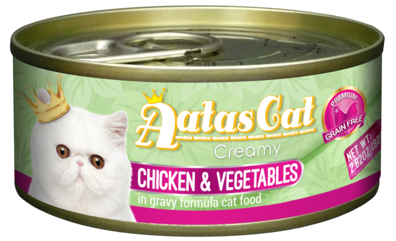 Aatas Cat Creamy Chicken & Vegetables In Gravy Canned Cat Food 80g