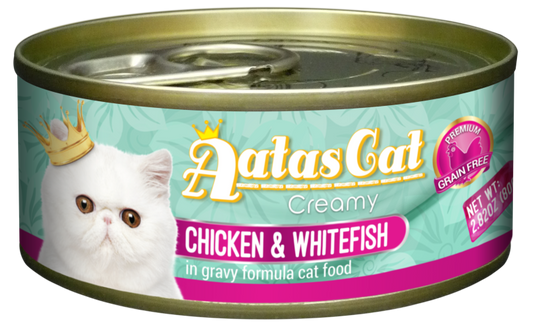Aatas Cat Creamy Chicken & Whitefish In Gravy Canned Cat Food 80g