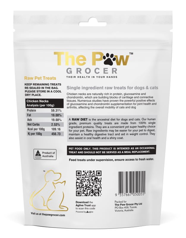 The Paw Grocer Chicken Necks Freeze-Dried Treats 90g