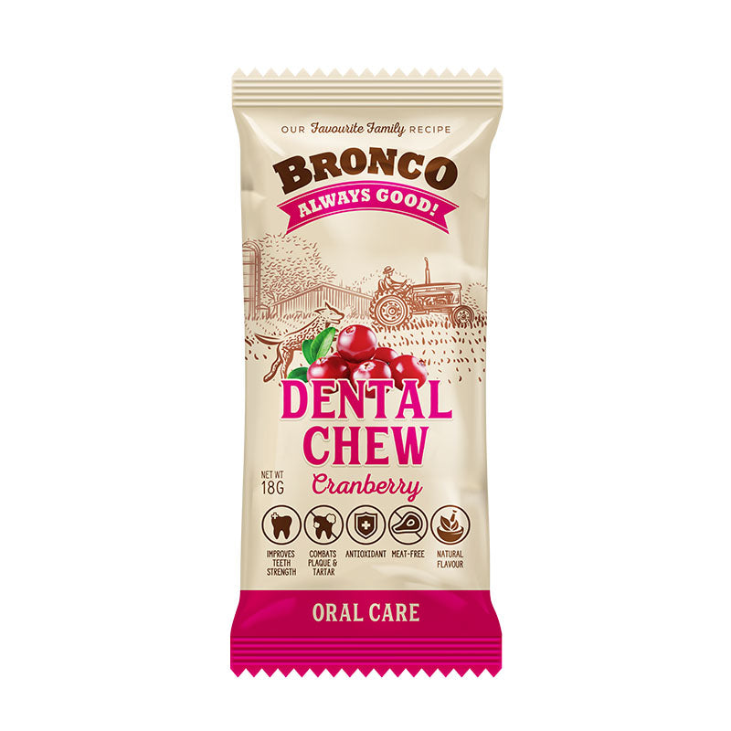 [Bundle of 12] Bronco Dental Chew Cranberry 18g