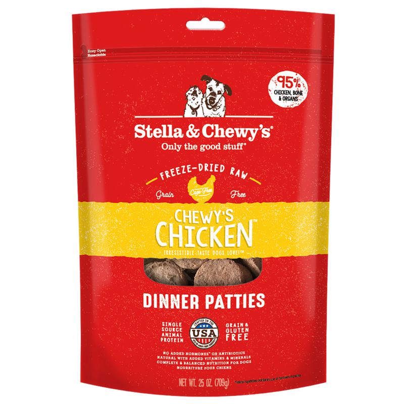 Stella & Chewy's Chewy's Chicken Dinner Patties Grain-Free Freeze-Dried Raw Dog Food [4 Size]