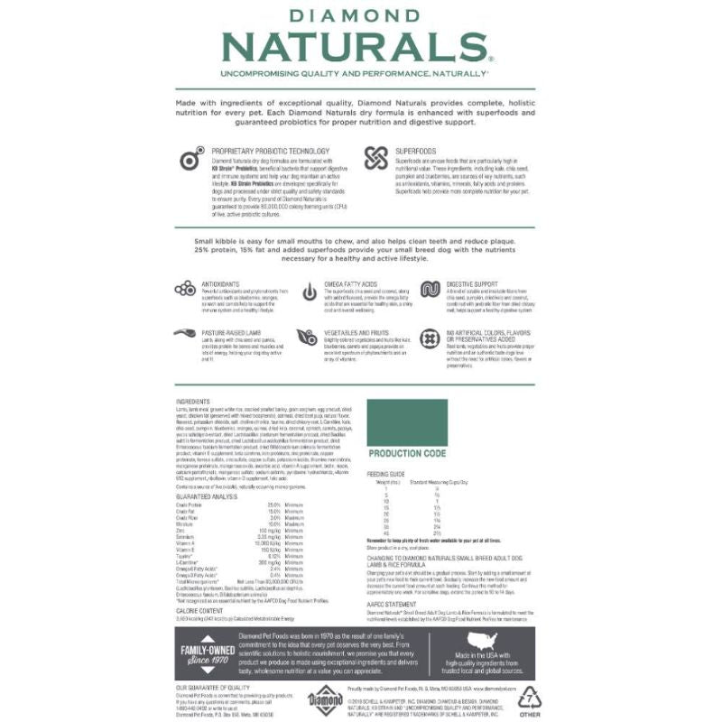 Diamond Naturals Adult Lamb Rice Dog [2 Sizes]