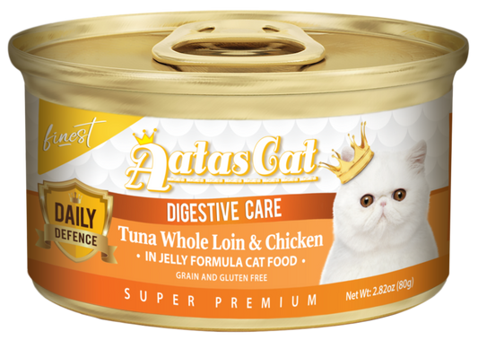 Aatas Cat Finest Daily Defence Digestive Care Tuna Whole Loin & Chicken in Jelly Formula  80g