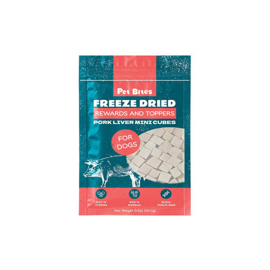 Pet Bites Freeze Dried Rewards and Toppers Pork Liver Mini Cubes 14g