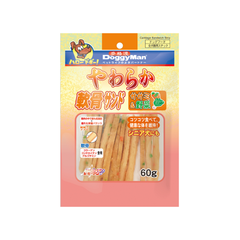 DoggyMan Cartilage Sandwich Strip Chicken & Vegetable - 60g