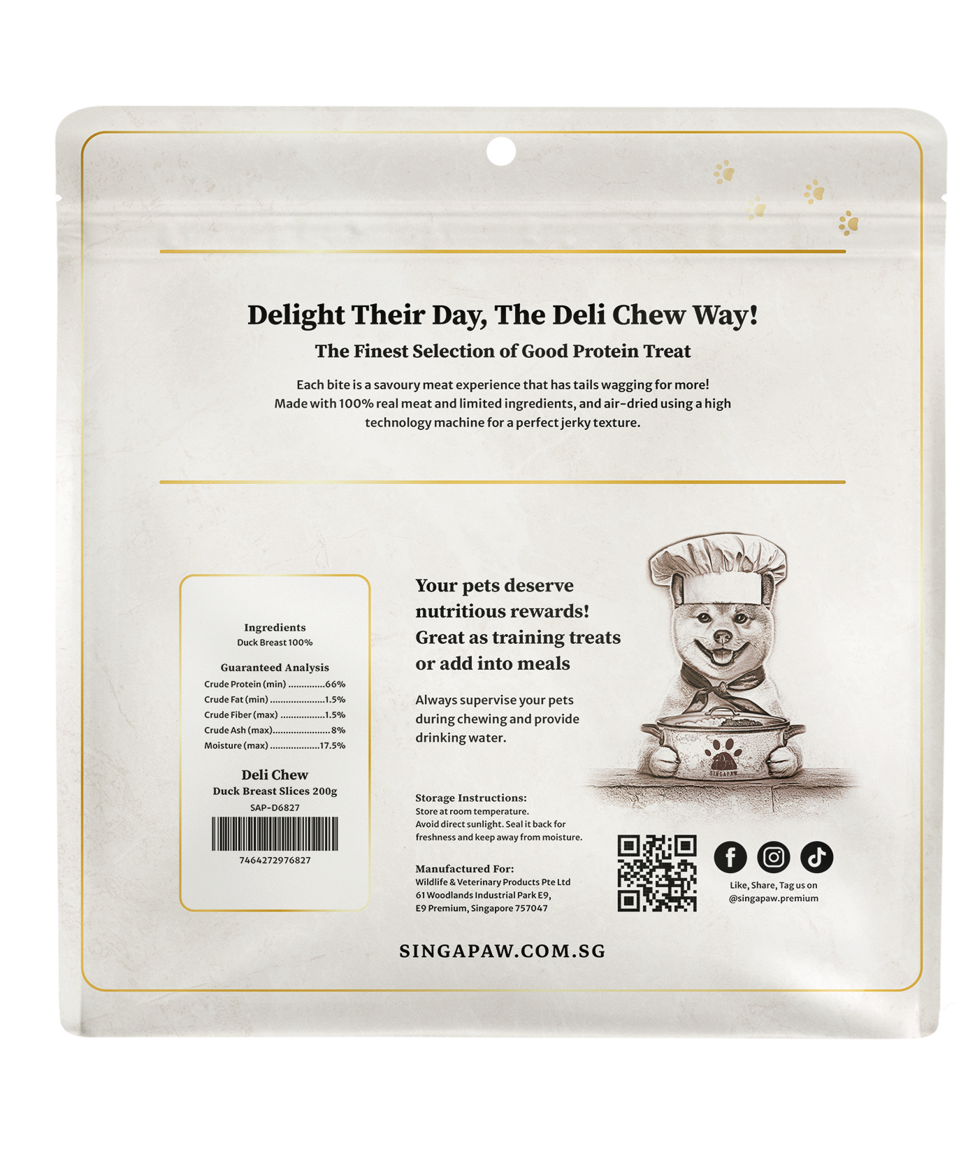 SingAPaw Deli Chew Duck Breast Slices