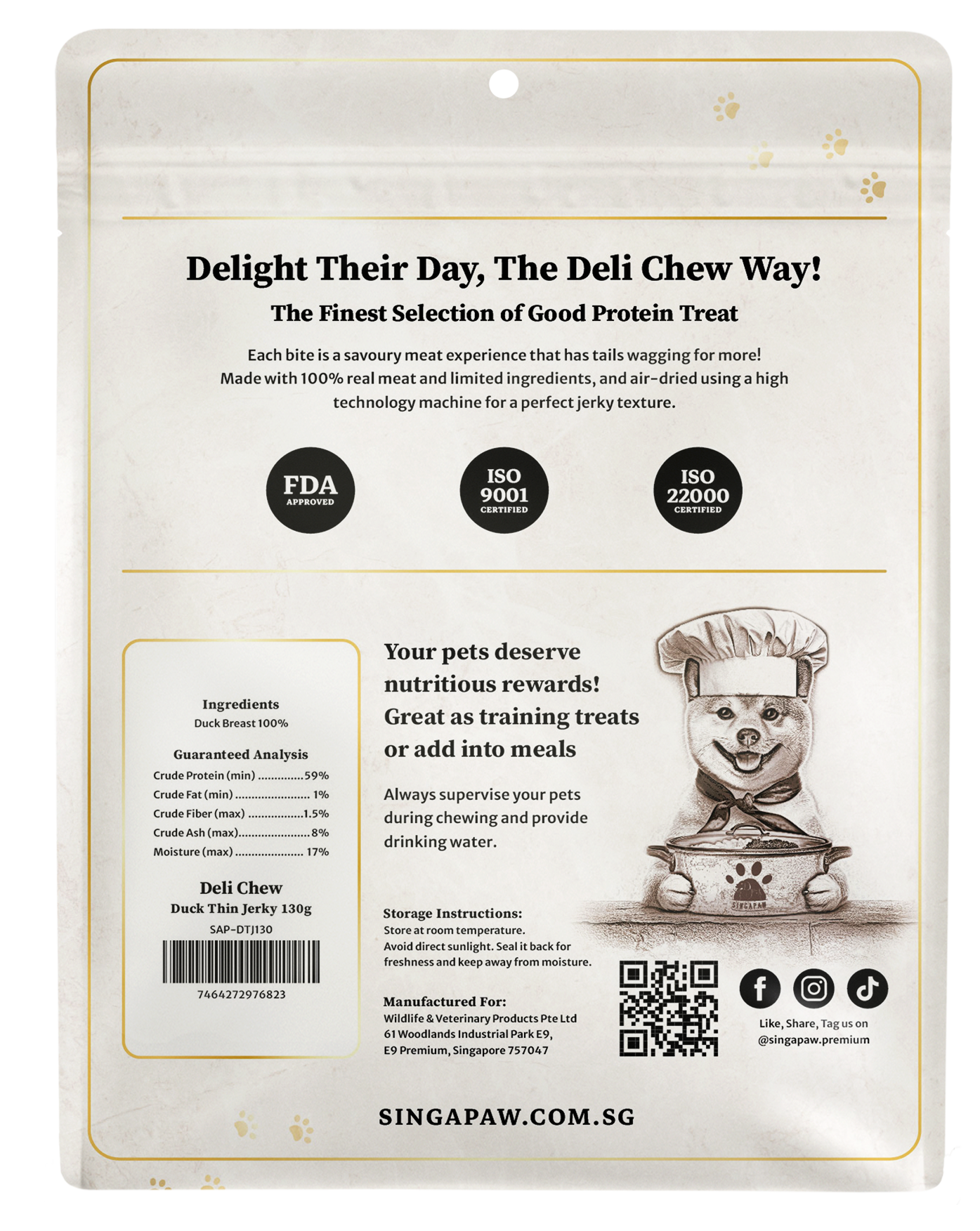 SingAPaw Deli Chew Duck Thin Jerky