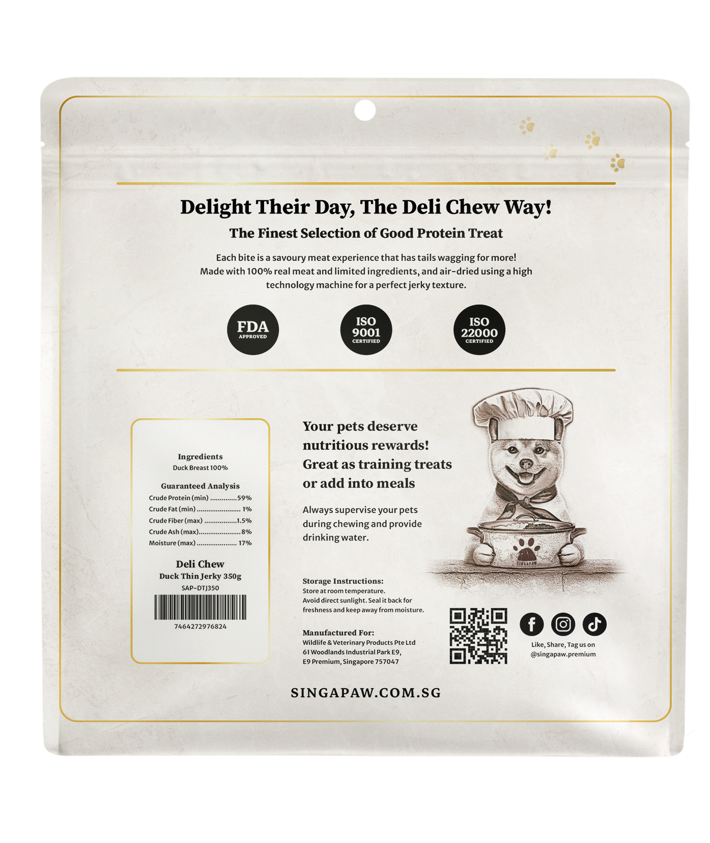 SingAPaw Deli Chew Duck Thin Jerky