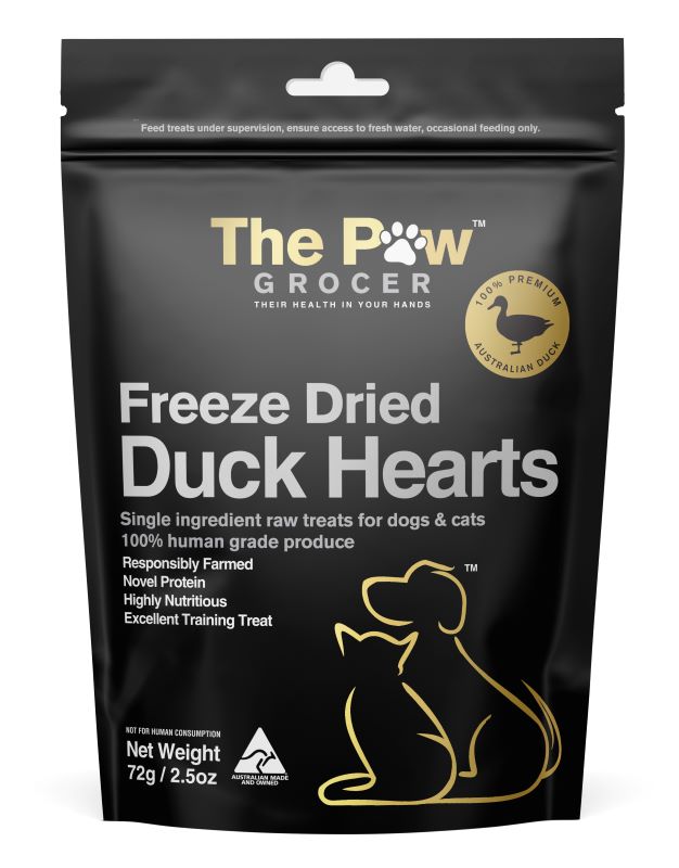 The Paw Grocer Duck Hearts Freeze-Dried Treats 72g