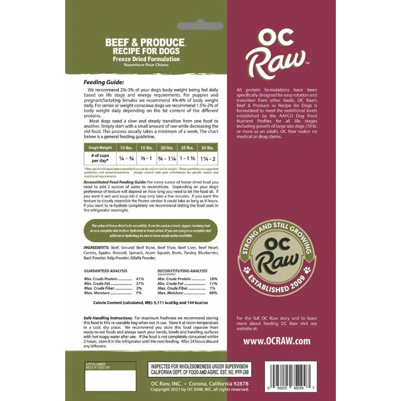 OC Raw Meaty Rox Beef & Produce Grain-Free Freeze-Dried Raw Dog Food - 5.5oz