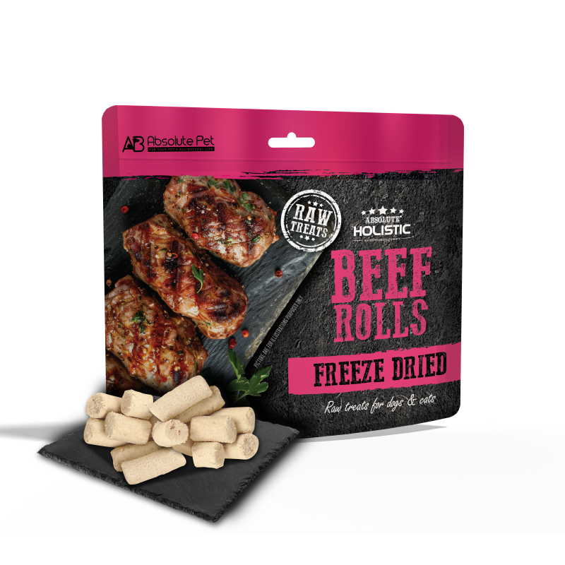 Absolute Holistic Freeze Dried Raw Treats for Cats & Dogs - Beef Rolls (60g)