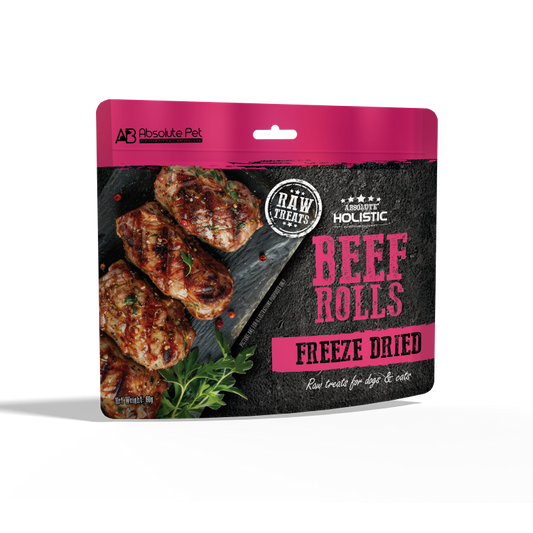 Absolute Holistic Freeze Dried Raw Treats for Cats & Dogs - Beef Rolls (60g)