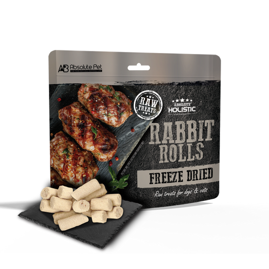 Absolute Holistic Freeze Dried Raw Treats for Cats & Dogs - Rabbit Rolls (60g)