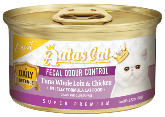 Aatas Cat Finest Daily Defence Fecal Odour Control Tuna Whole Loin & Chicken in Jelly Formula 80g