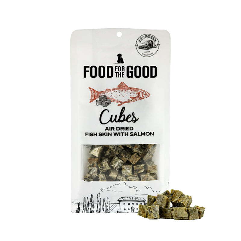 Food For The Good Air Dried Salmon & Fishskin Cubes Cat & Dog Treats - 120g