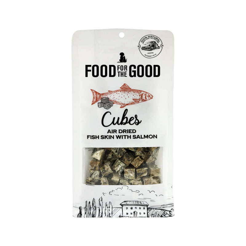 Food For The Good Air Dried Salmon & Fishskin Cubes Cat & Dog Treats - 120g