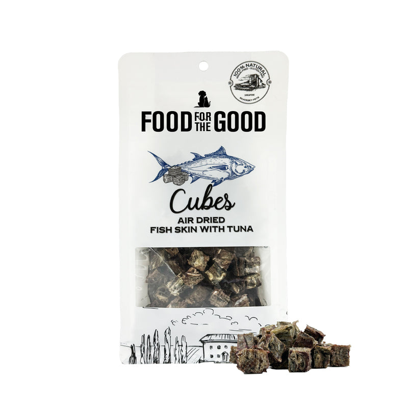 Food For The Good Air Dried Tuna & Fishskin Cube Cat & Dog Treats - 120g