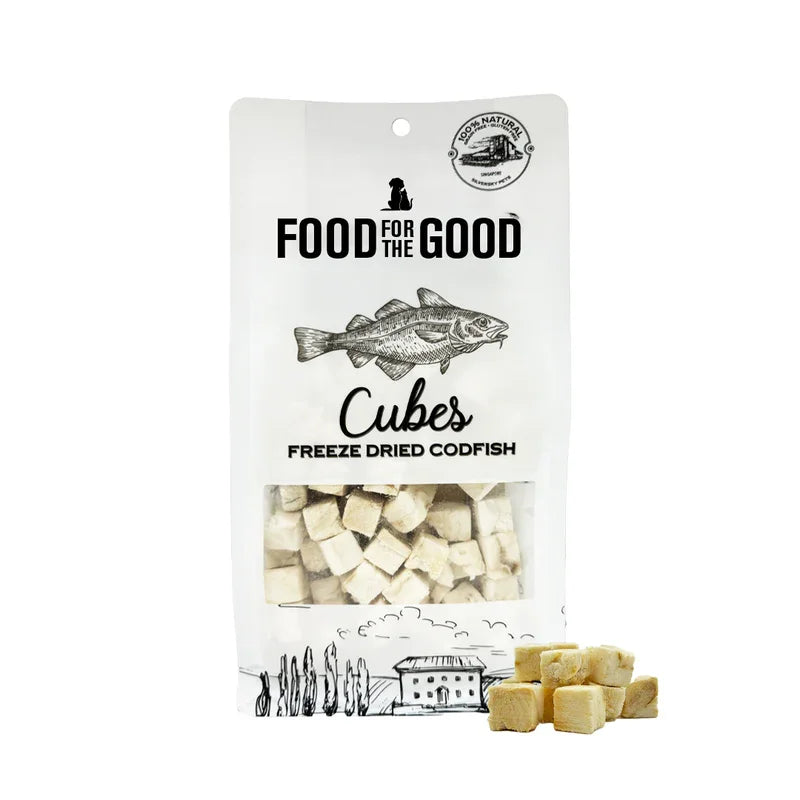 Food For The Good Freeze Dried Cod Fish Cubes Cat & Dog Treats - 50g