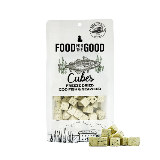 Food For The Good Freeze Dried Codfish & Seaweed Cubes Cat & Dog Treats - 70g