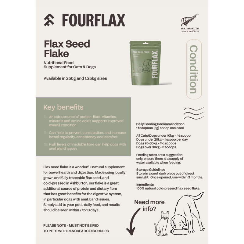 Fourflax Flax Seed Flake Nutritional Food Supplement For Cats & Dogs [2 Sizes]