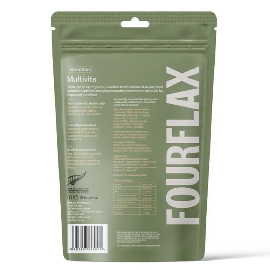 Fourflax Multivits Nutritional Powder Supplement For Cats & Dogs - 200g