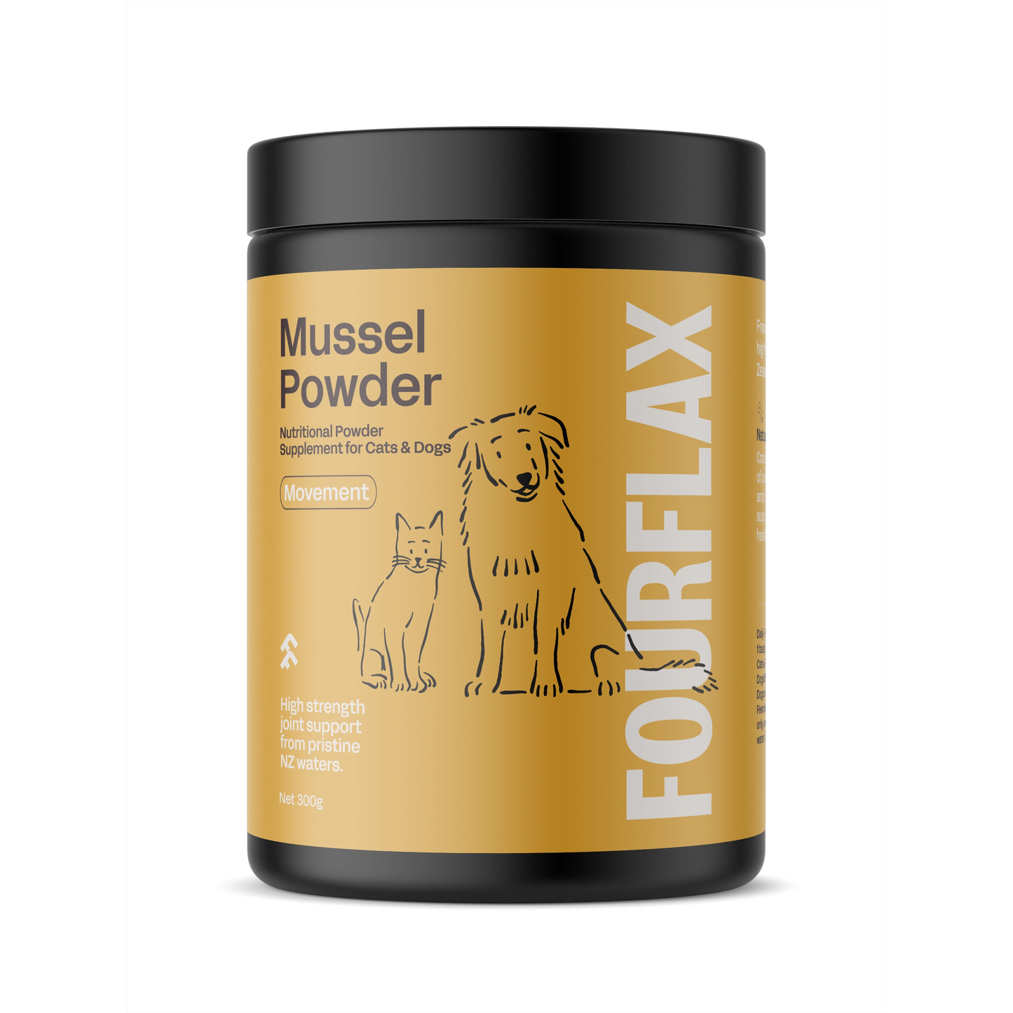Fourflax Mussel Powder Nutritional Powder Supplement for Dogs & Cats
