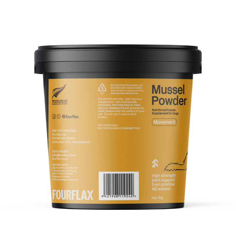 Fourflax Mussel Powder Nutritional Powder Supplement for Dogs & Cats [3 Sizes]