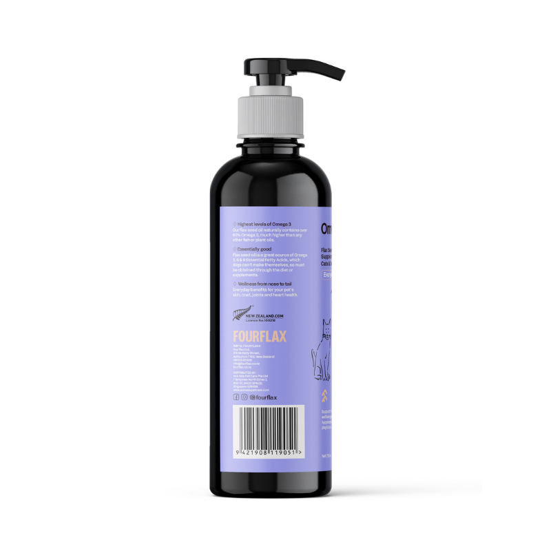 Fourflax Omega 3 Flax Seed Oil Supplement For Cats & Dogs - 250ml