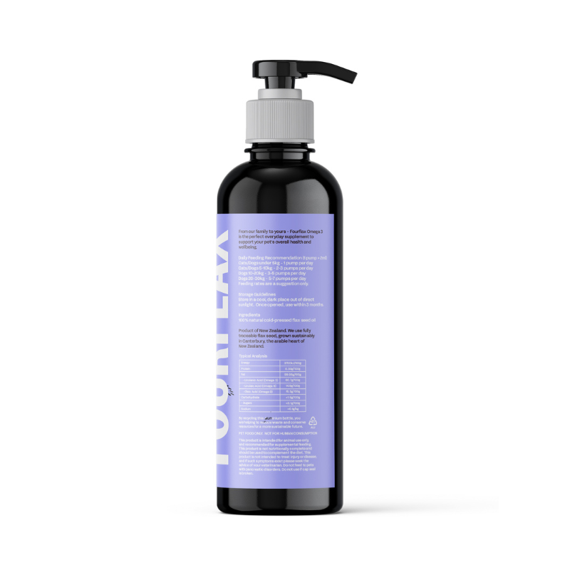Fourflax Omega 3 Flax Seed Oil Supplement For Cats & Dogs - 250ml