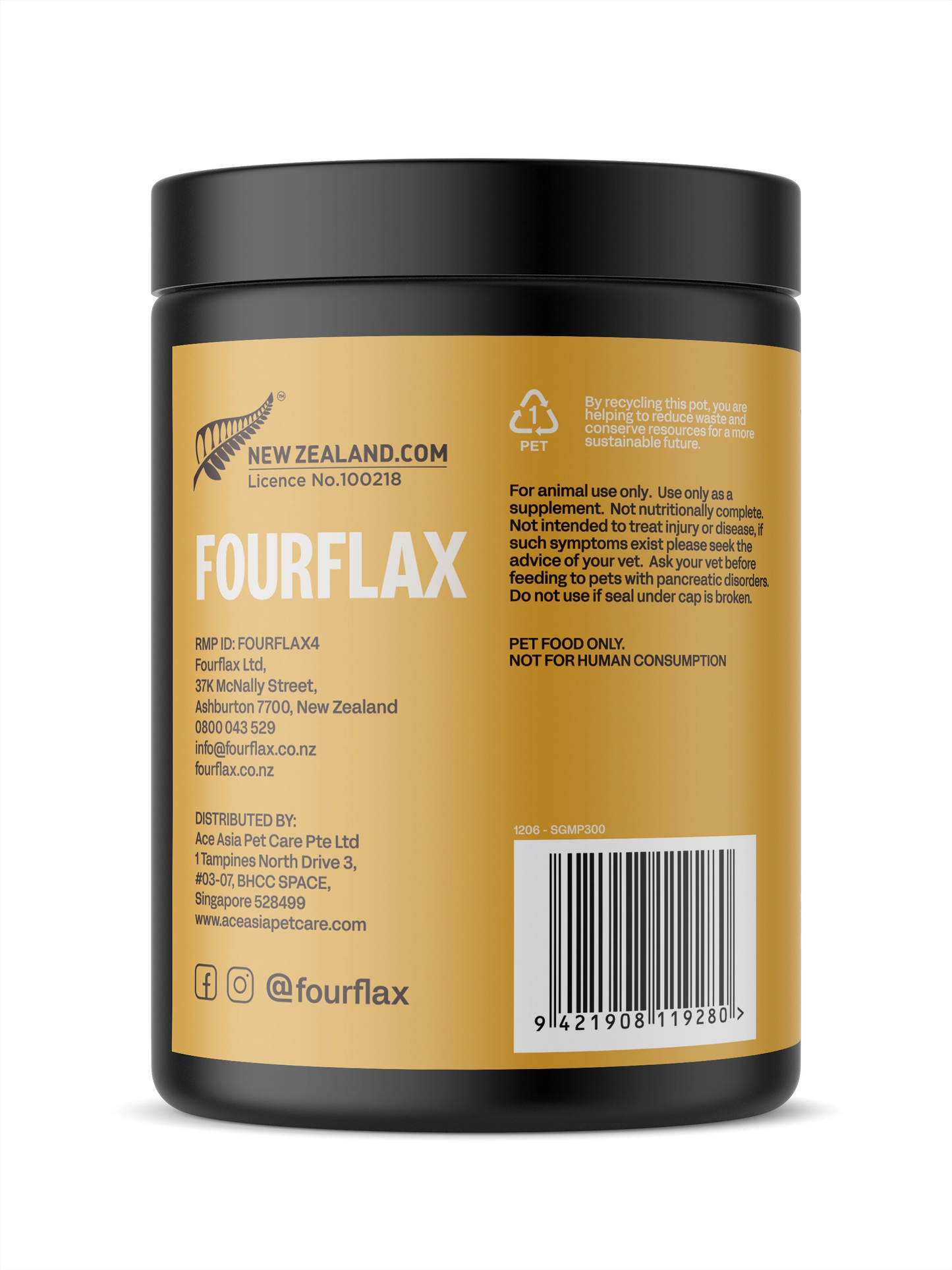Fourflax Mussel Powder Nutritional Powder Supplement for Dogs & Cats [3 Sizes]