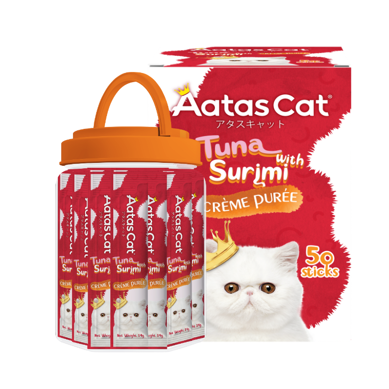 Free Aatas Cat Crème Purée Tuna with Surimi Crème Purée (4 Sachets)