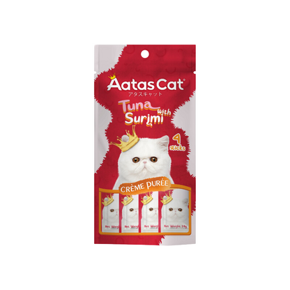 Free Aatas Cat Crème Purée Tuna with Surimi Crème Purée (4 Sachets)