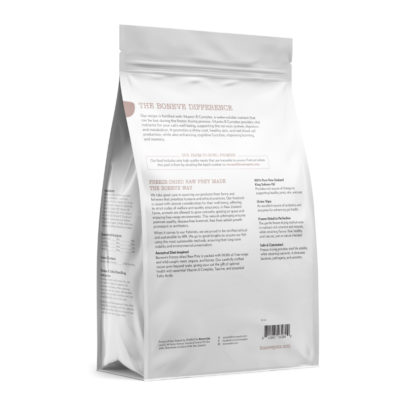 Boneve Mackerel & Lamb Joint & Muscle Support Grain Free Freeze Dried Raw Cat Food [2 Sizes]