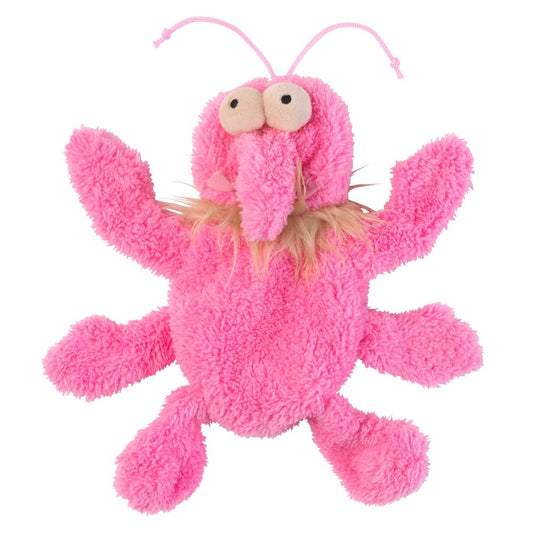FuzzYard Flat Out Nasties Scratchette The Flea dog toy, a bubblegum pink, super-soft plush toy with an internal squeaker.