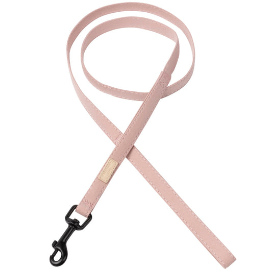 FuzzYard Life dog leash in soft blush cotton with matte black hardware and a 360° rotating clasp.