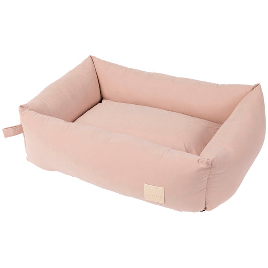 FuzzYard Life Lounge Dog Bed in Soft Blush, a rectangular 100% cotton bed with a removable cover.