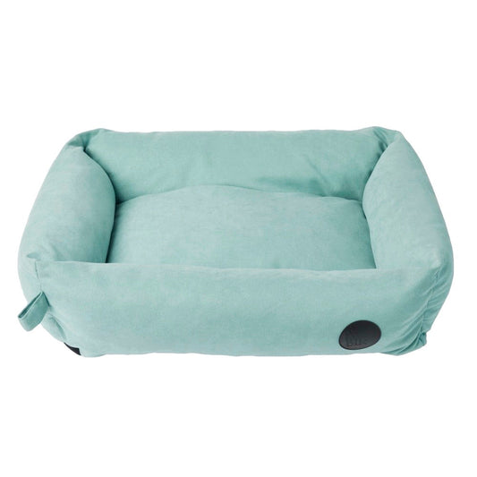 FuzzYard The Lounge Dog Bed in powder blue, a minimalistic, rectangular pet bed with plush cushions.