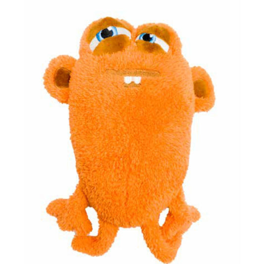 FuzzYard Yardsters Oobert, an orange plush dog toy with blue eyes and two front teeth.