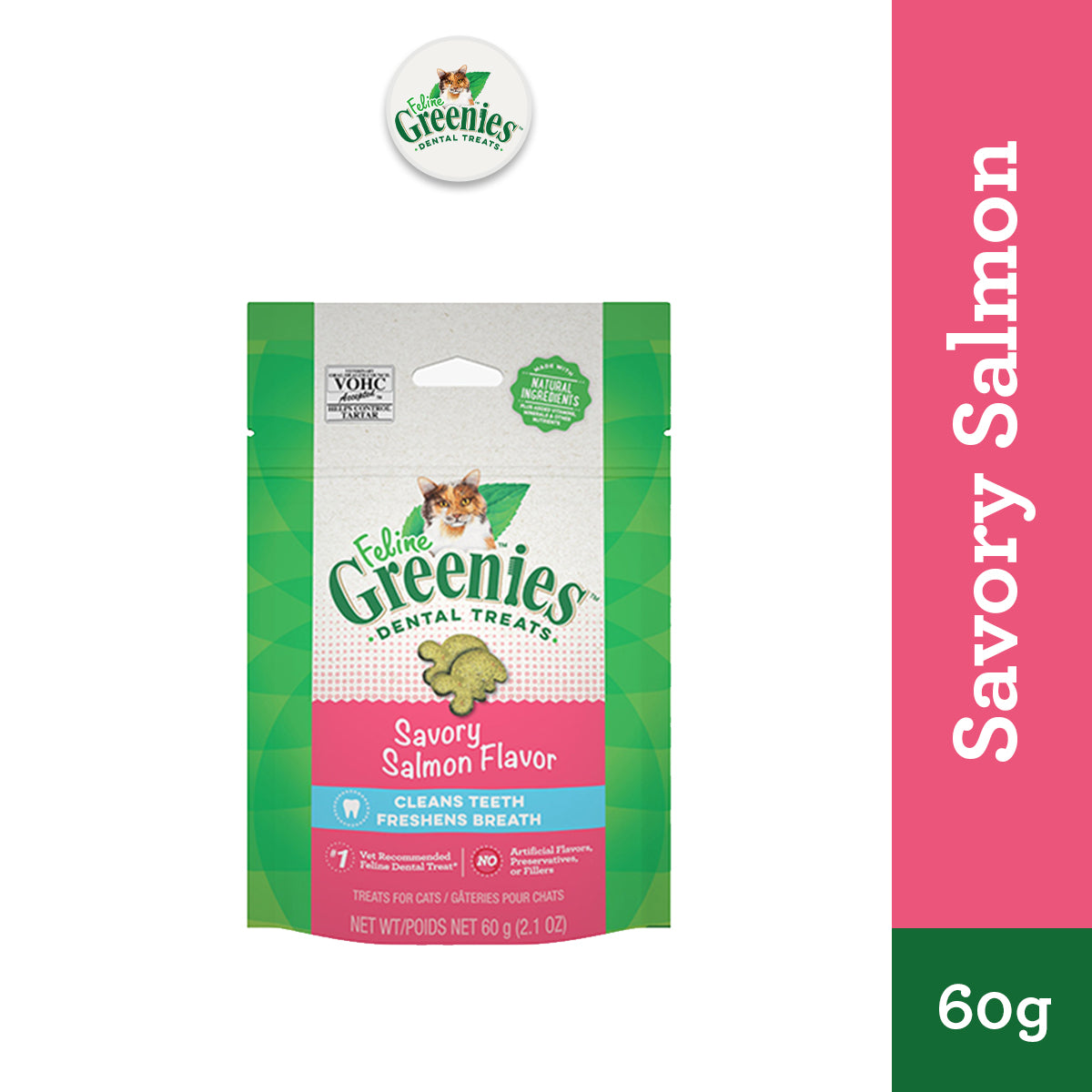 GREENIES Feline Cat Treats for Dental Care in Savory Salmon Flavour 60g