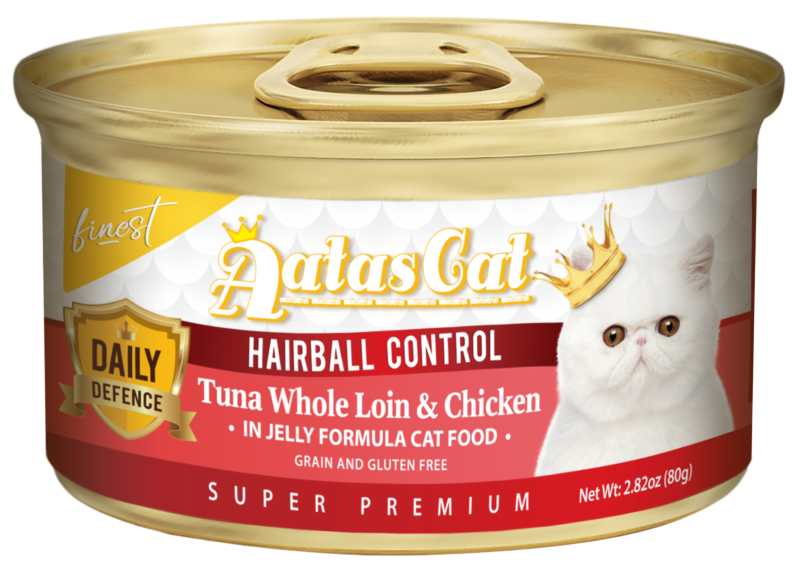 Aatas Cat Finest Daily Defence Hairball Control Tuna Whole Loin & Chicken in Jelly Formula 80g