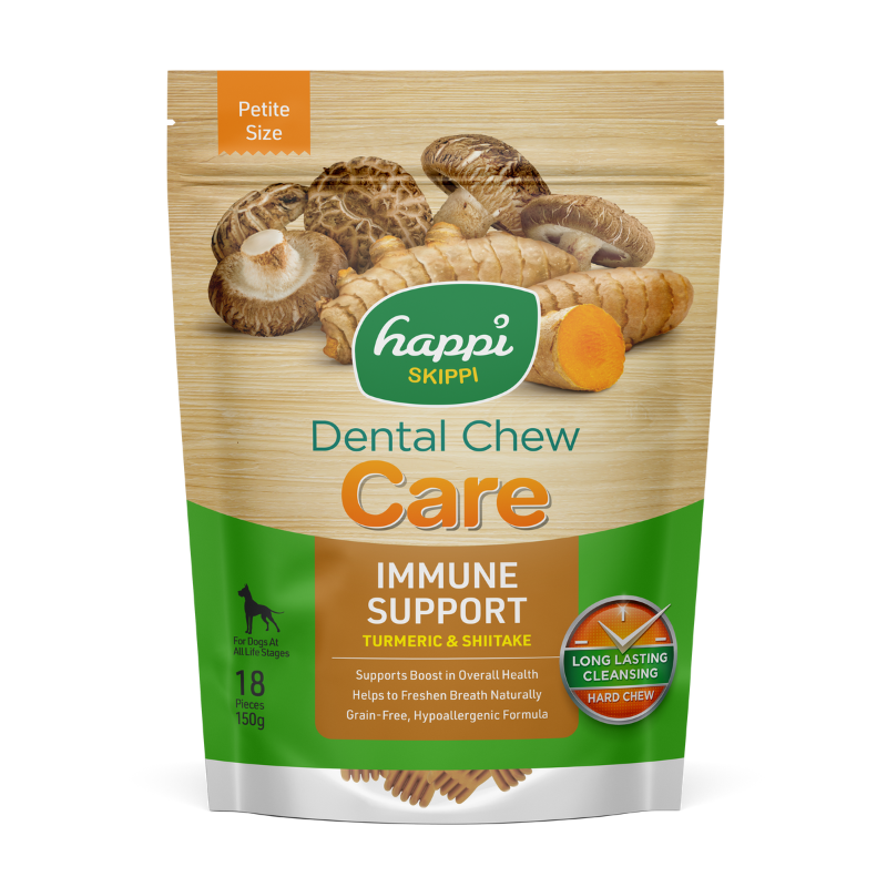 Happi Doggy Care Turmeric & Shiitake Immune Support Grain Free Dental Dog Chews - 150g
