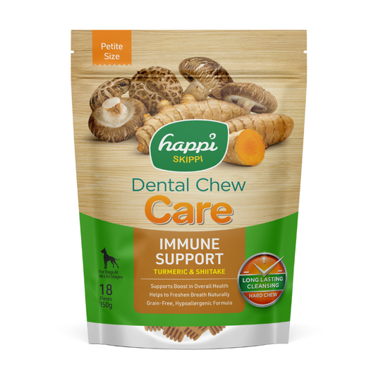 Happi Doggy Care Turmeric & Shiitake Immune Support Grain Free Dental Dog Chews - 150g