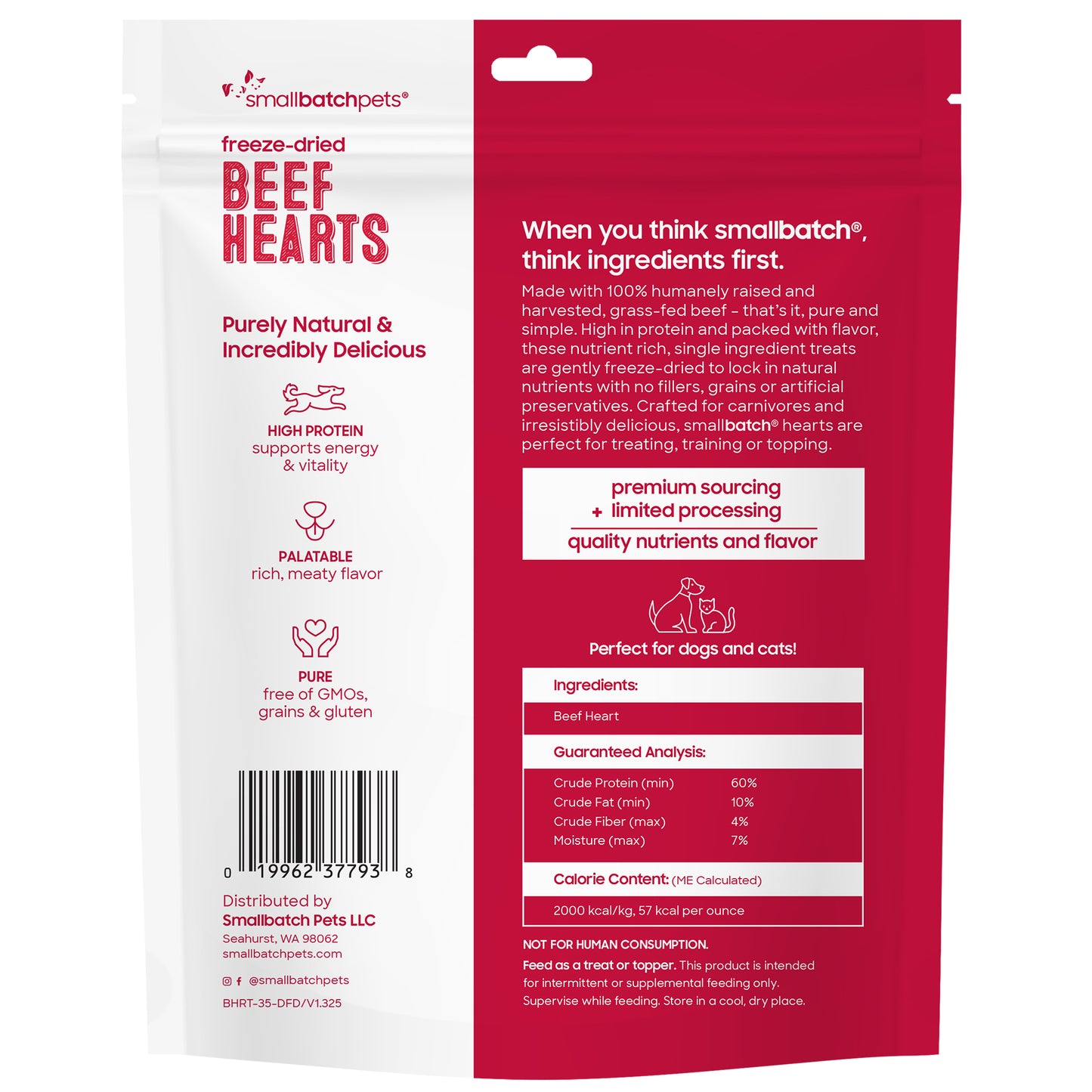 Smallbatch Freeze Dried Beef Heart Treats For Cats & Dogs - 3.5oz