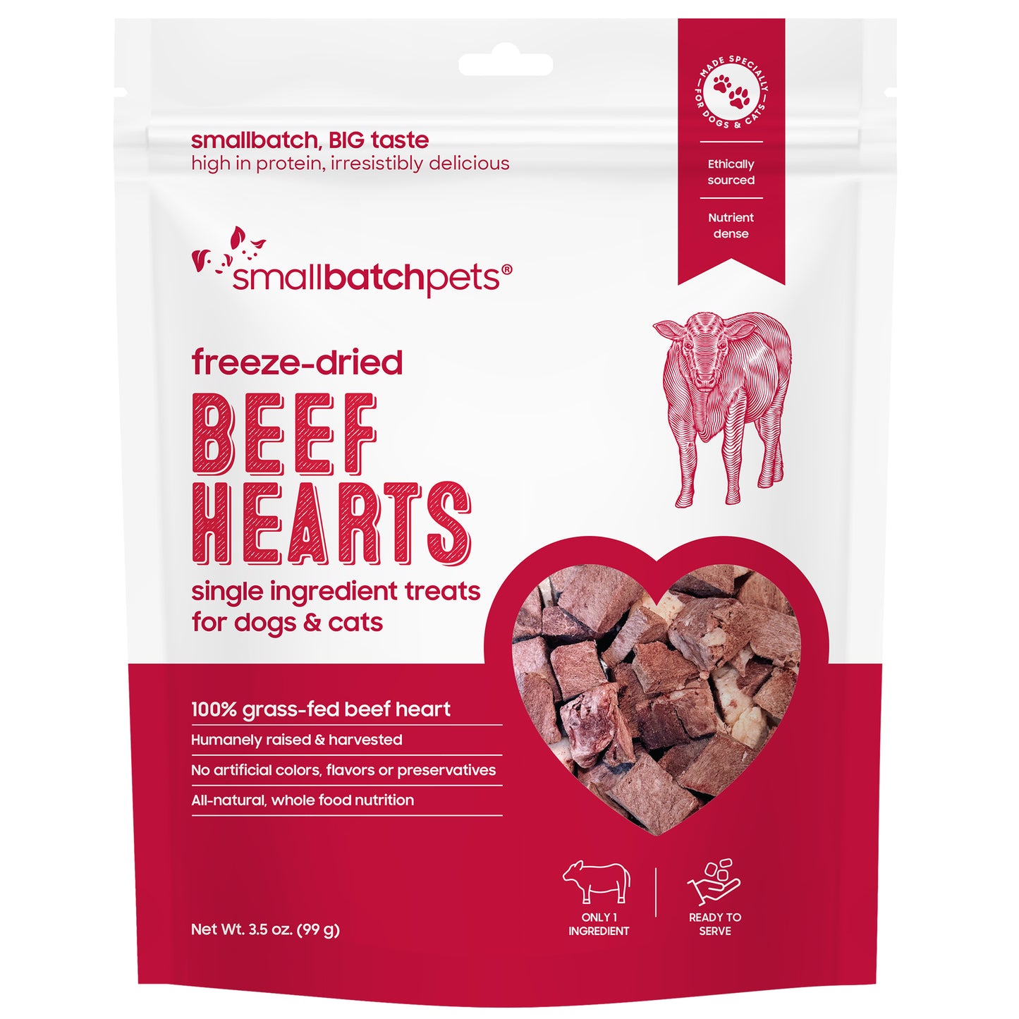 Smallbatch Freeze Dried Beef Heart Treats For Cats & Dogs - 3.5oz