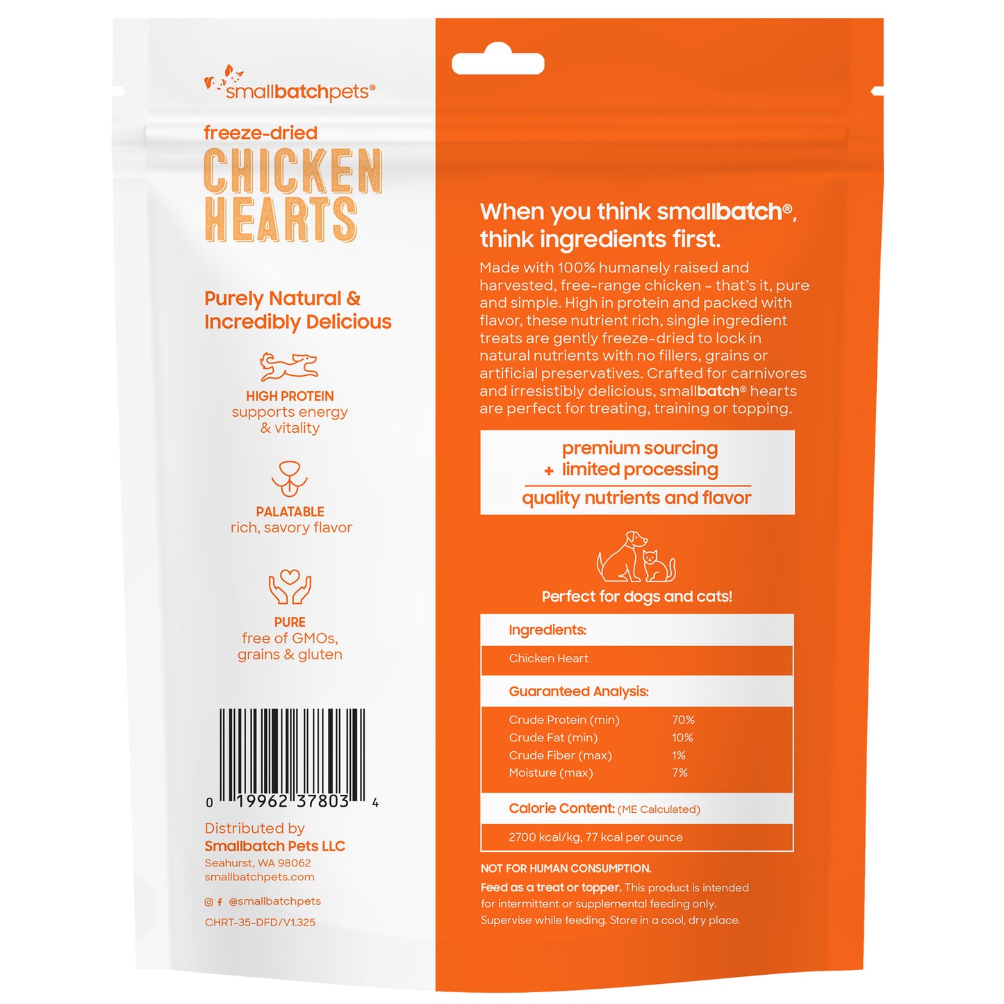 Smallbatch Freeze Dried Chicken Heart Treats For Cats & Dogs - 3.5oz