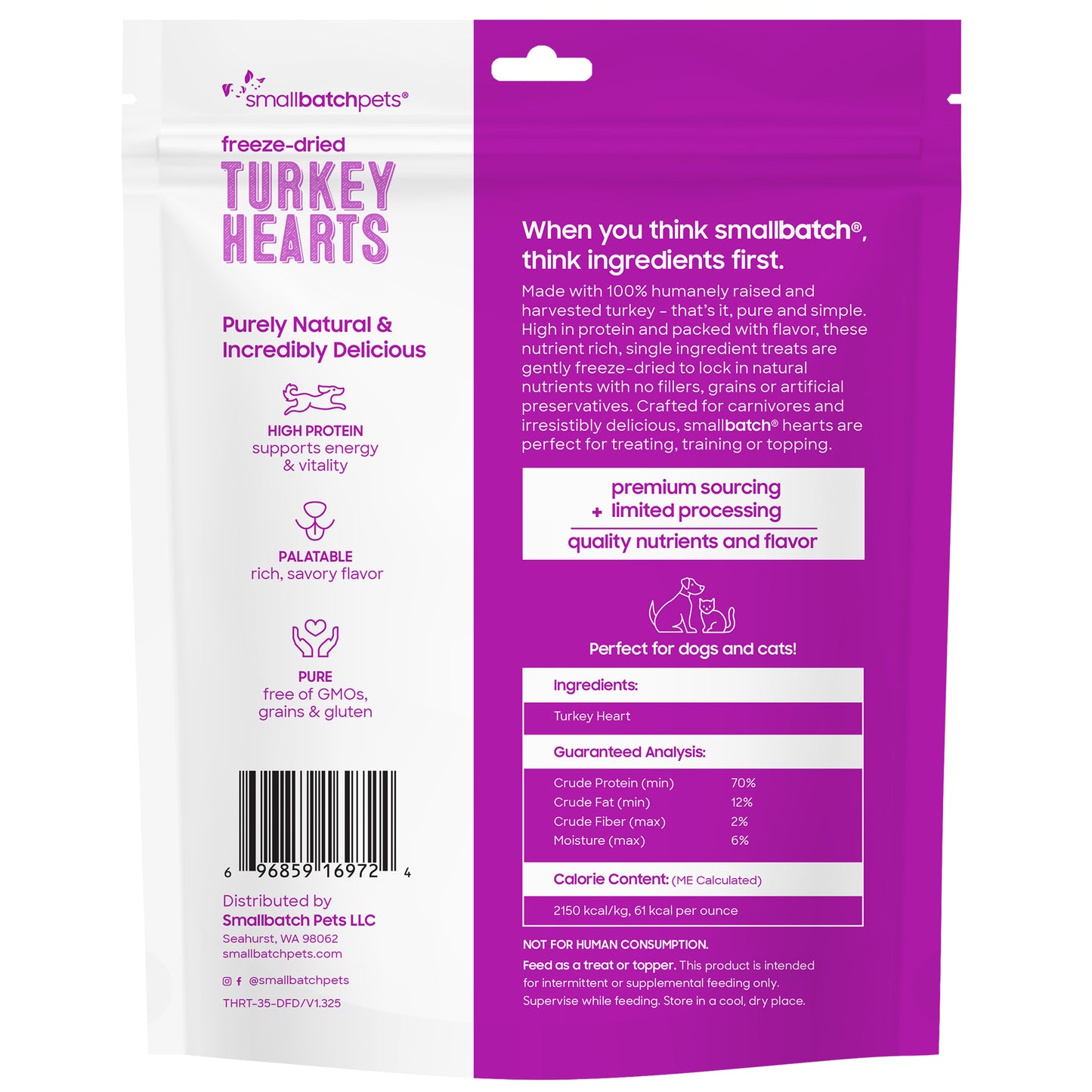 Smallbatch Freeze Dried Turkey Heart Treats For Cats & Dogs - 3.5oz